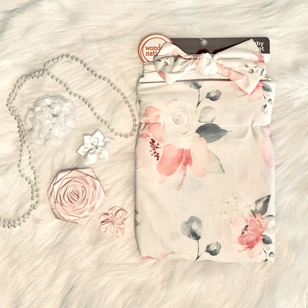 2 piece Head band and baby wrap. With floral design. Wonder nation.